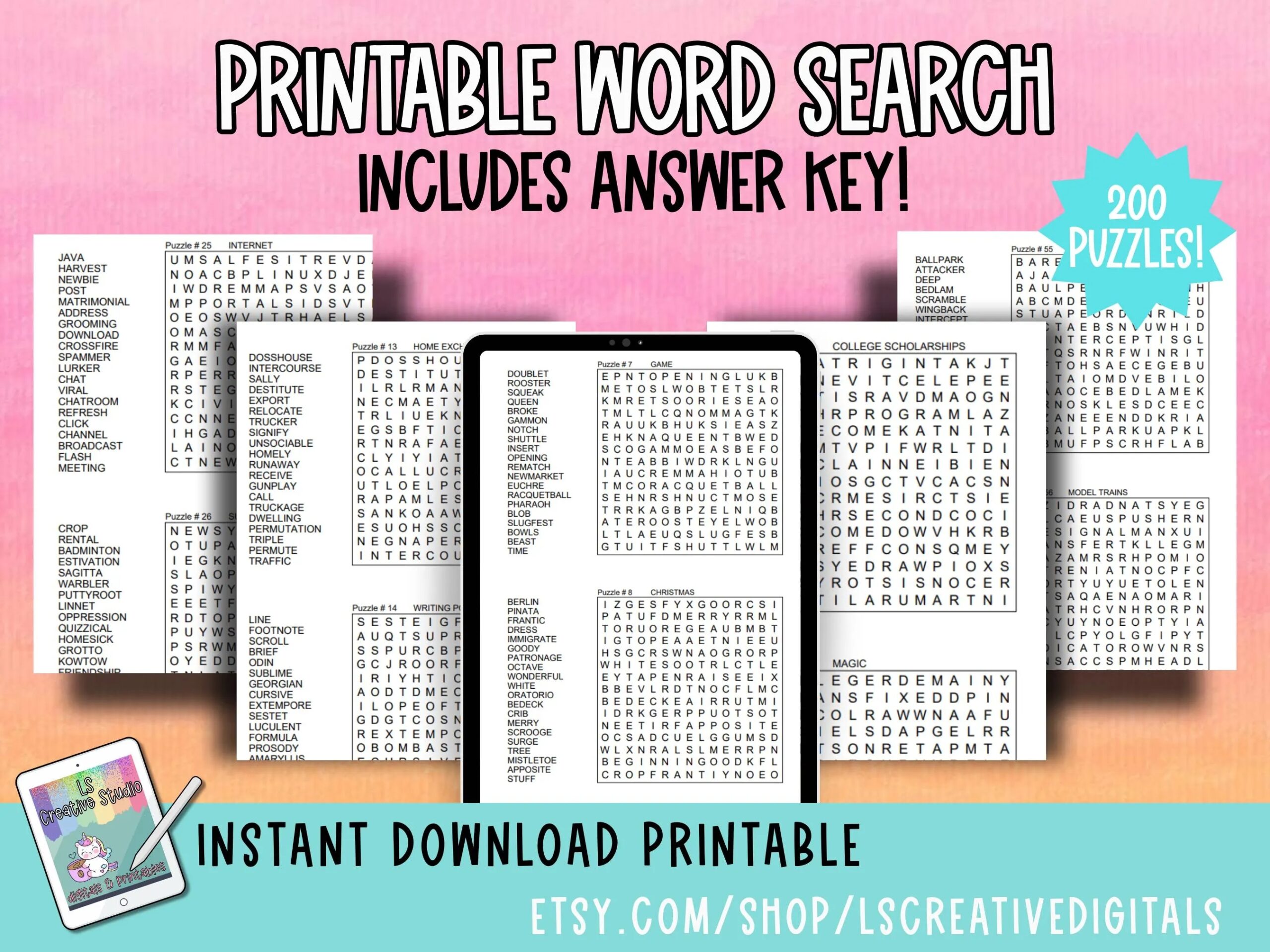 Printable Word Search Puzzles And Solutions