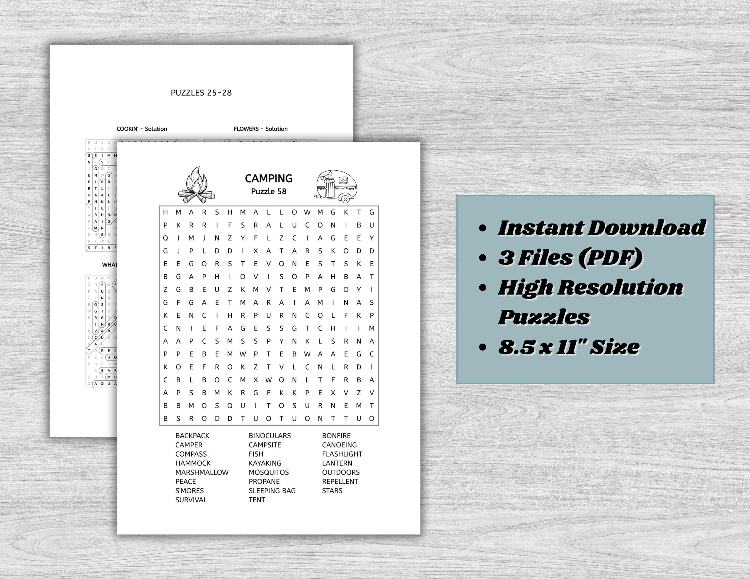 word search puzzles 100 themed puzzles instant download large print high resolution kids adults and seniors includes solutions etsy