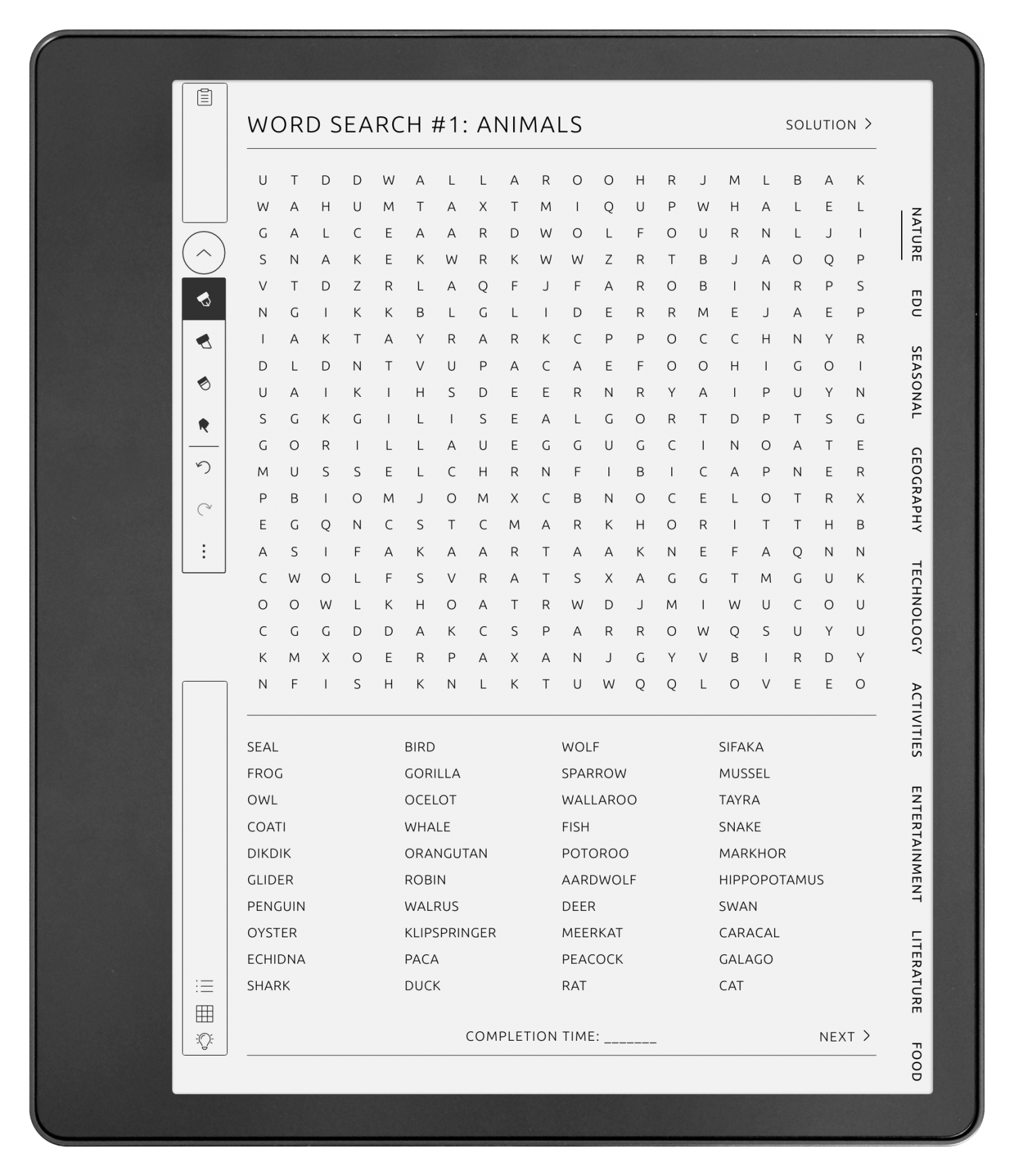 Word Search Puzzles For Kindle Scribe Hyperlinked PDF Download