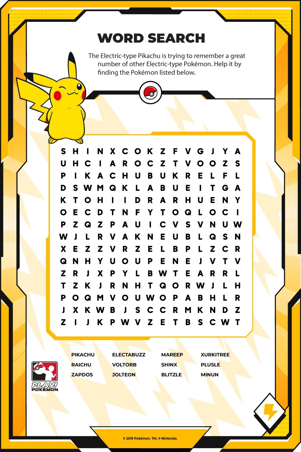 Word Search With Pikachu 