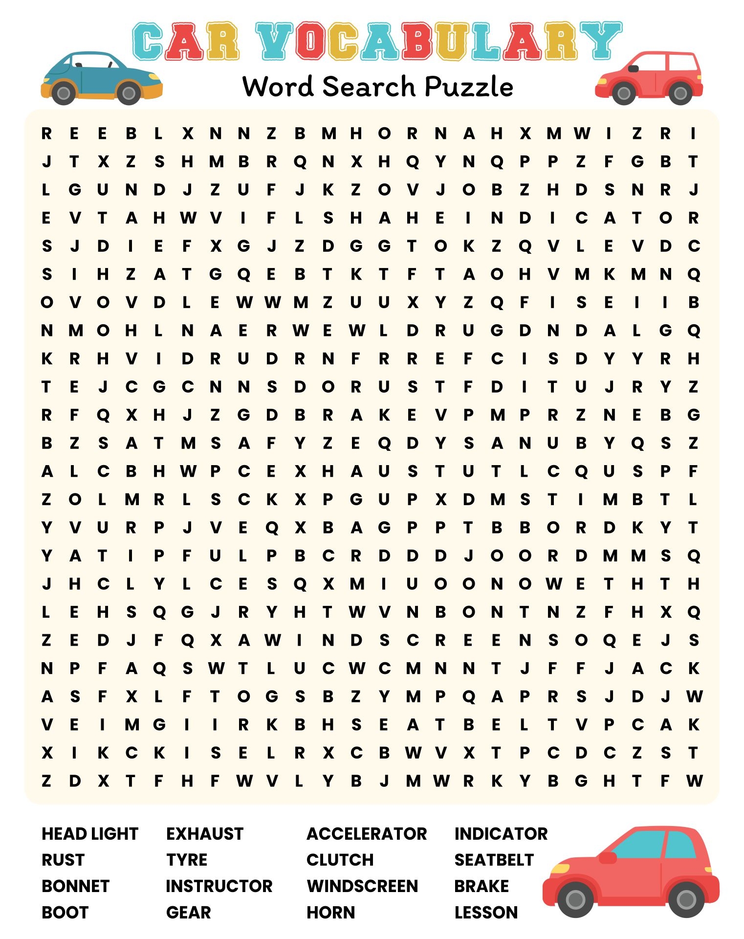 Word Searches Cars 10 Free PDF Printables Printablee