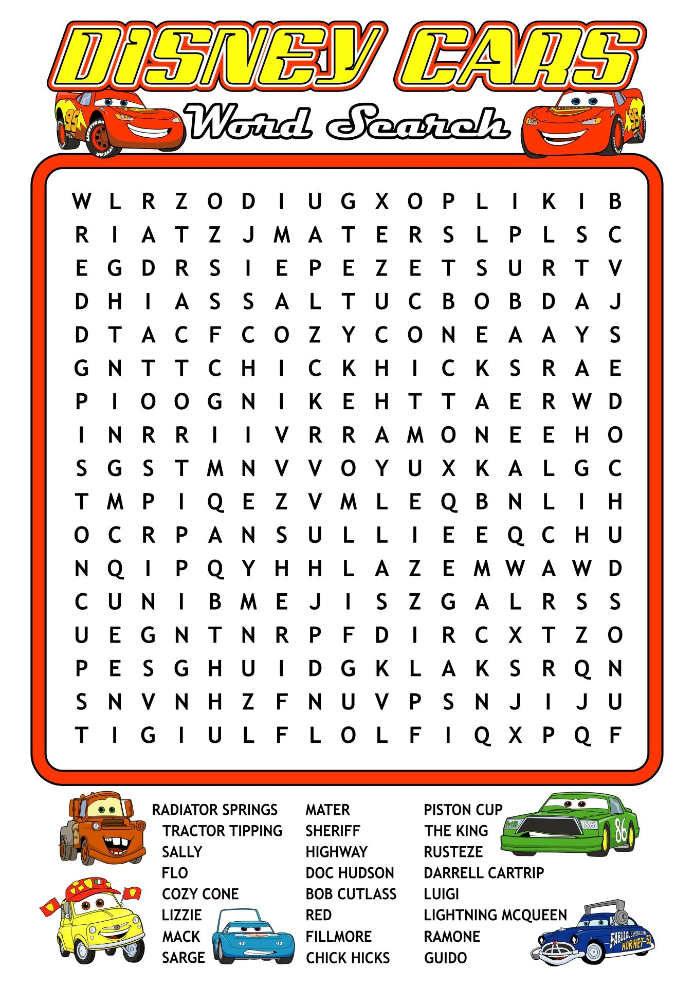 Vehicles Word Searches Printable