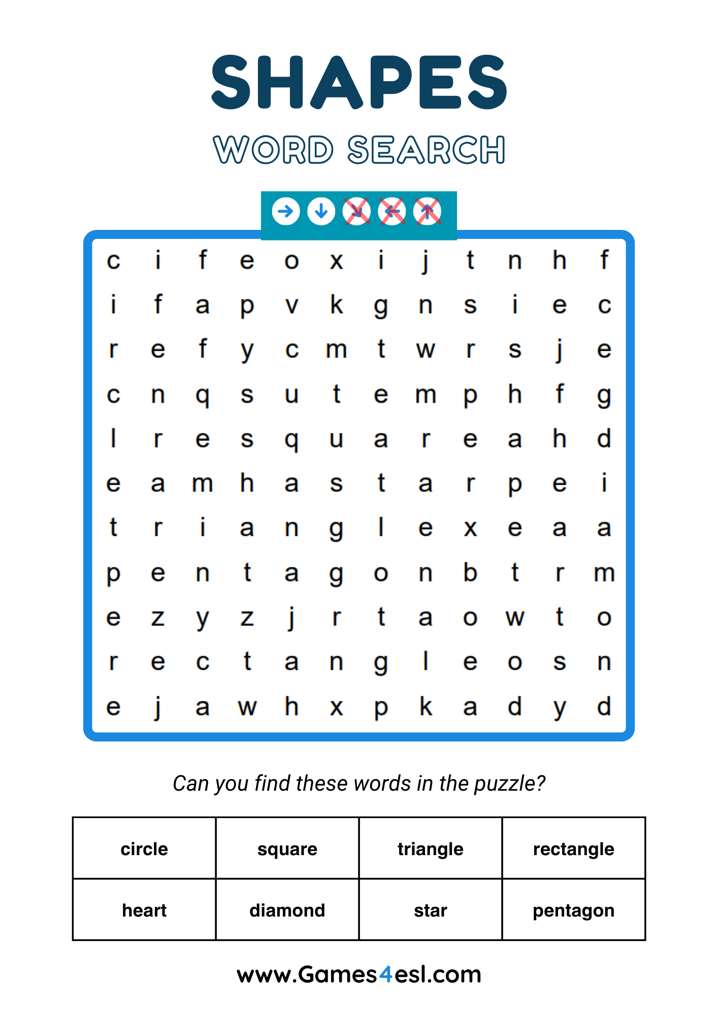 Word Searches For Grade 1 Games4esl