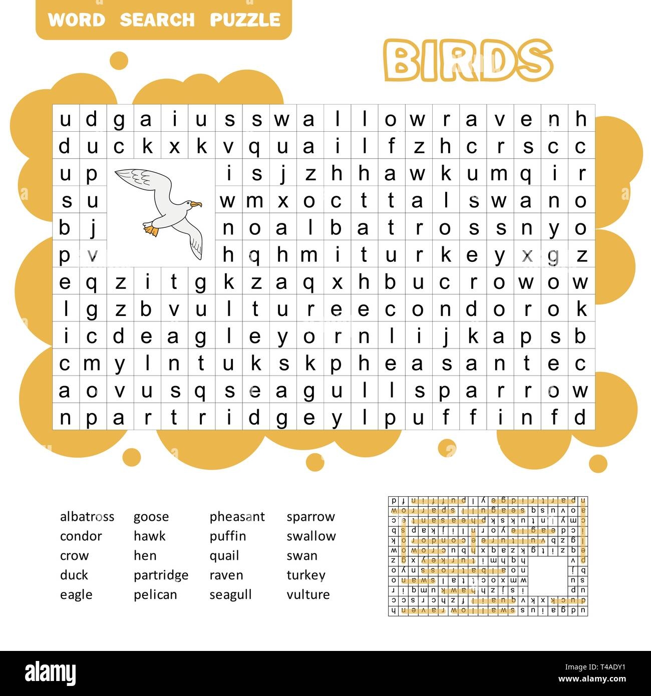 Words Search Puzzle Game Of Birds Animals For Preschool Kids Activity Worksheet Colorful Printable Version Vector Illustration Stock Vector Image Art Alamy