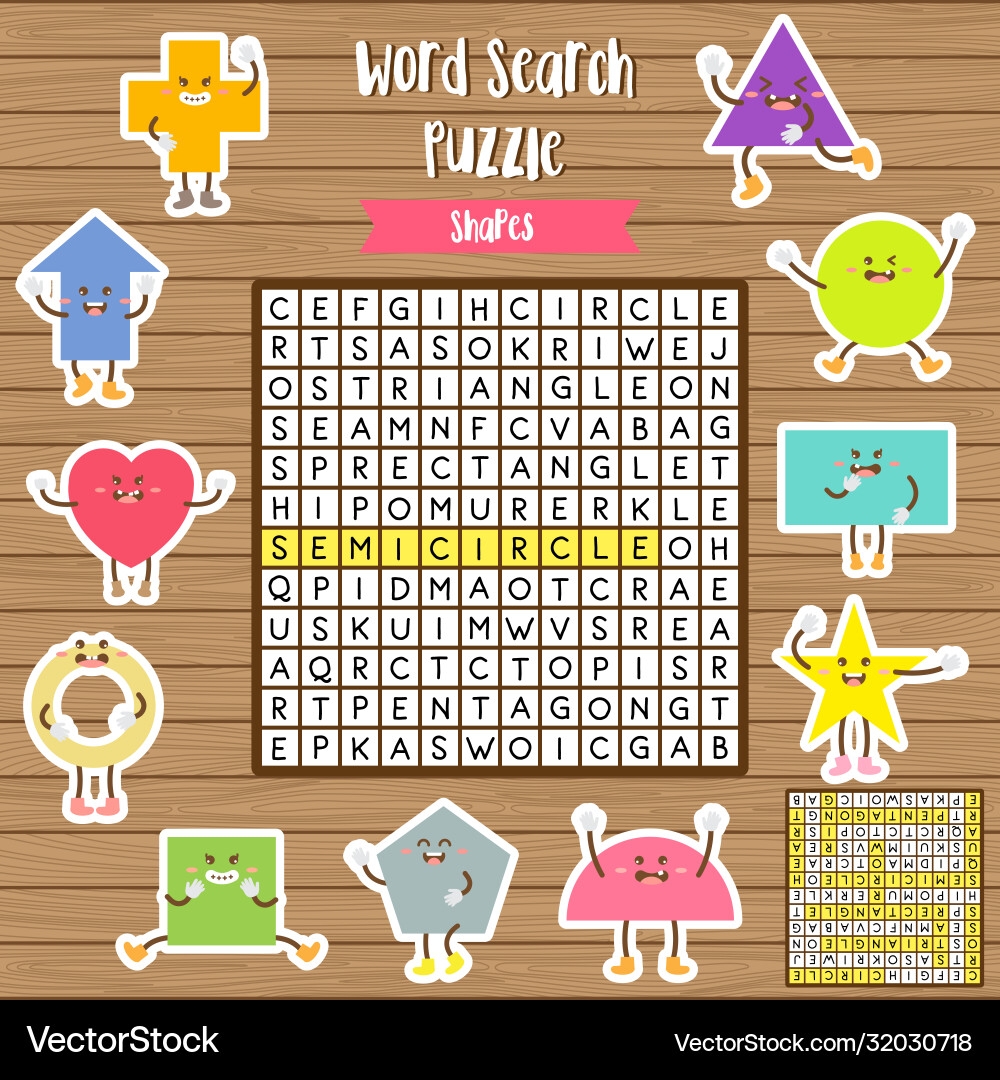 words search puzzle game shapes for preschool vector image words search puzzle game shapes for preschool vector image