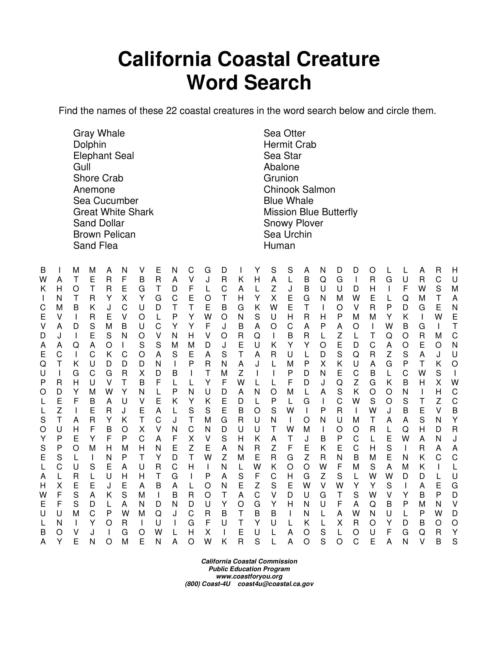 Wordsearch 1 Pacific Beach Coalition