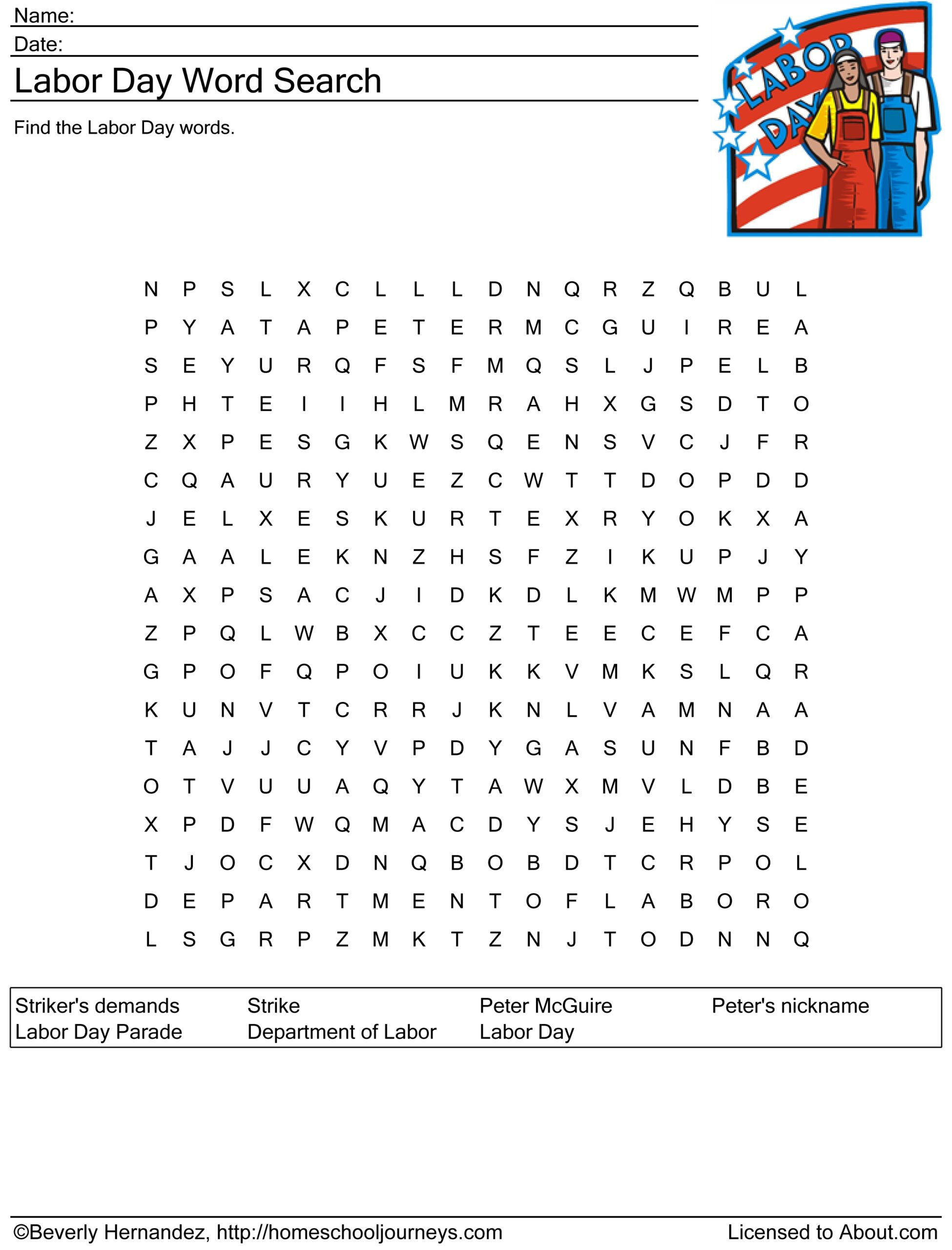 Work Out This Labor Day Word Search Northern News