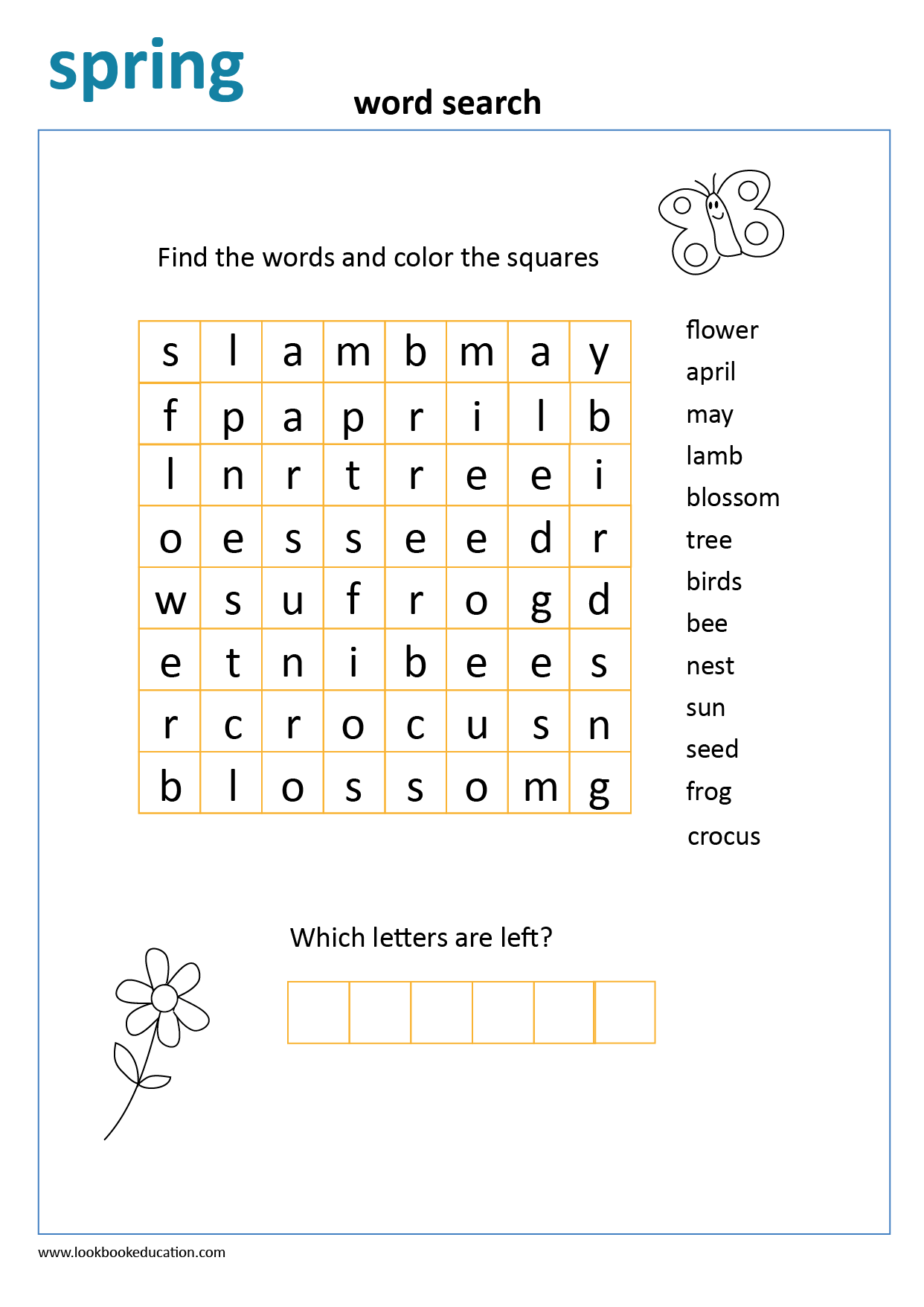 Worksheet Spring Word Search Lookbook Education