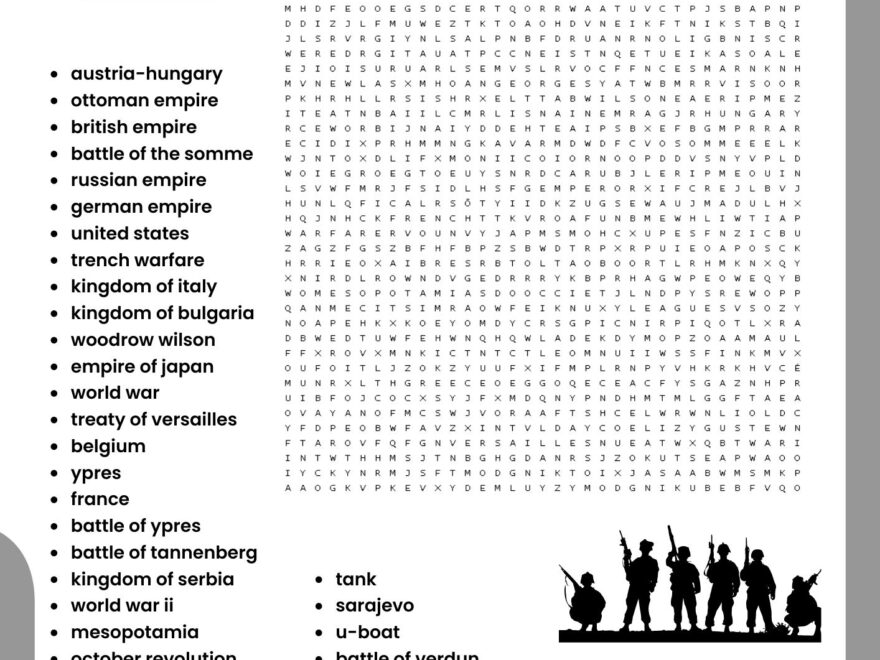 World War 1 Word Search Puzzle Worksheet Activities For Kids Made By Teachers