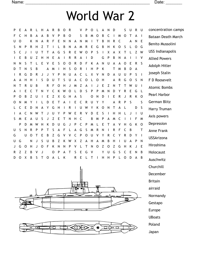 World War 2 Word Search WordMint