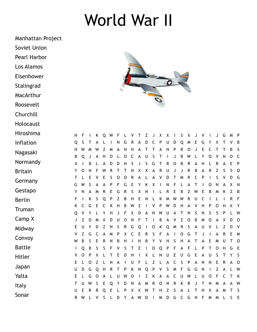 World War II Word Search WordMint
