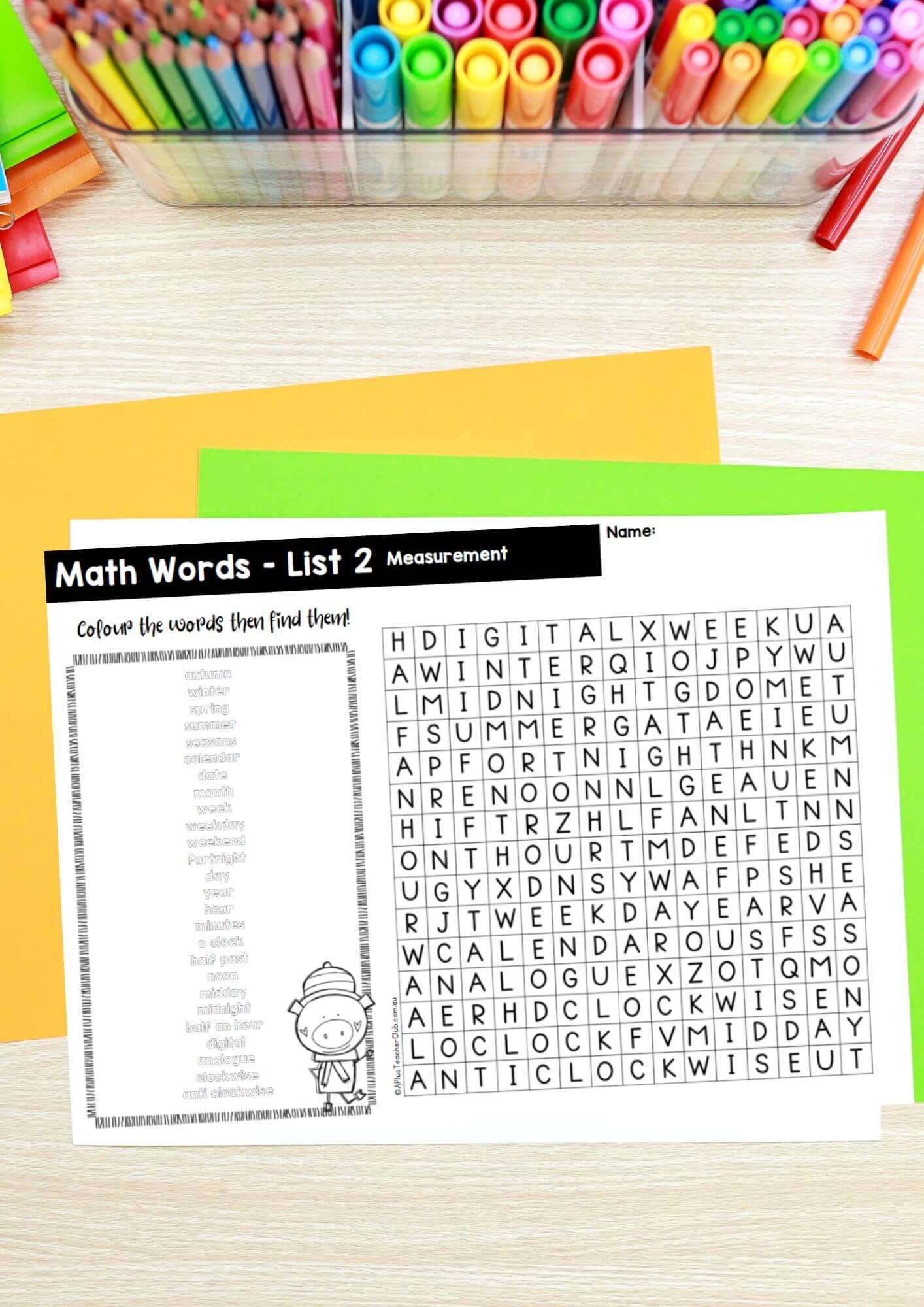 Measurement Word Search Printable