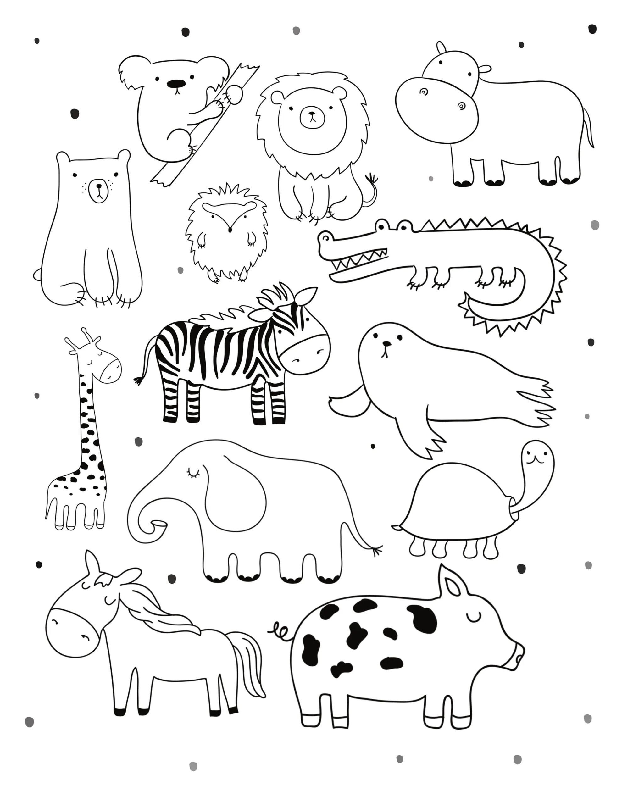 Zoo Animal Coloring Etsy Sweden