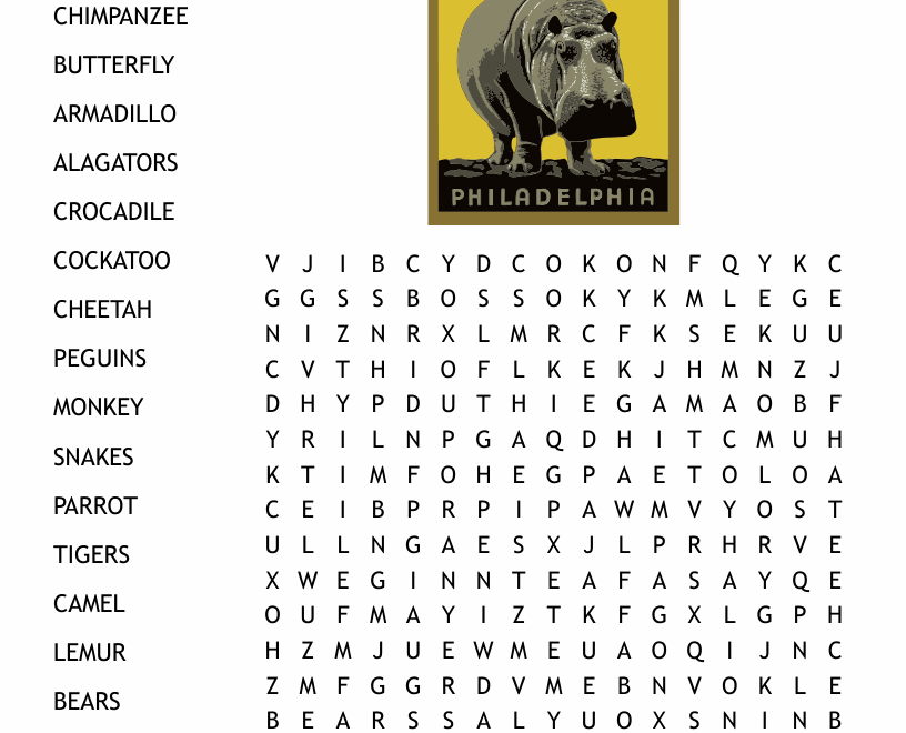 Zoo Animals Word Search WordMint