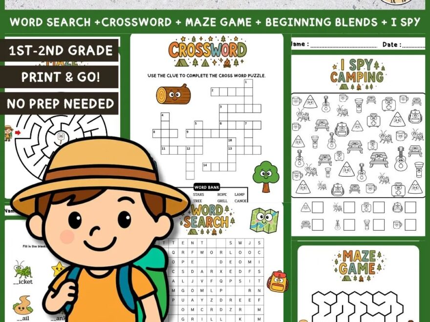 1st Grade Crossword Etsy