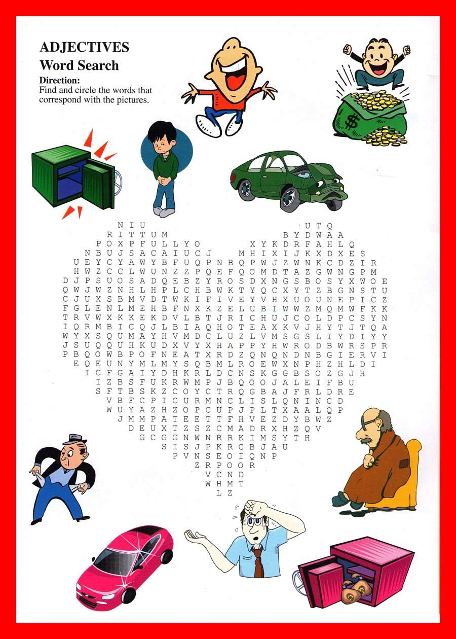Word Search De Adjectives Printable
