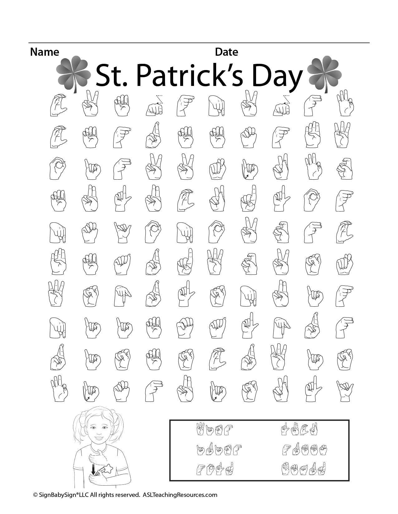 ASL St Patrick s Day Word Search Game ASL Teaching Resources
