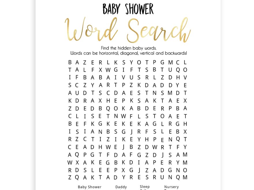 Baby Boy Shower Word Search Printable Online