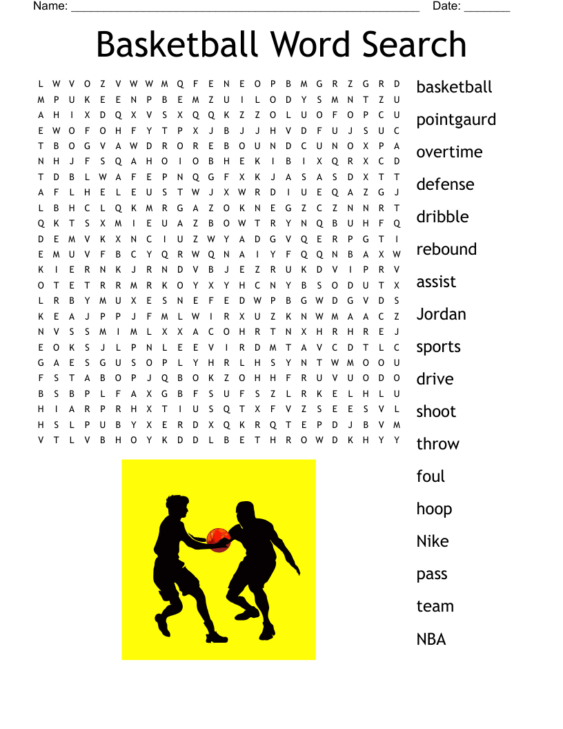 Printable Word Search Basketball Teams