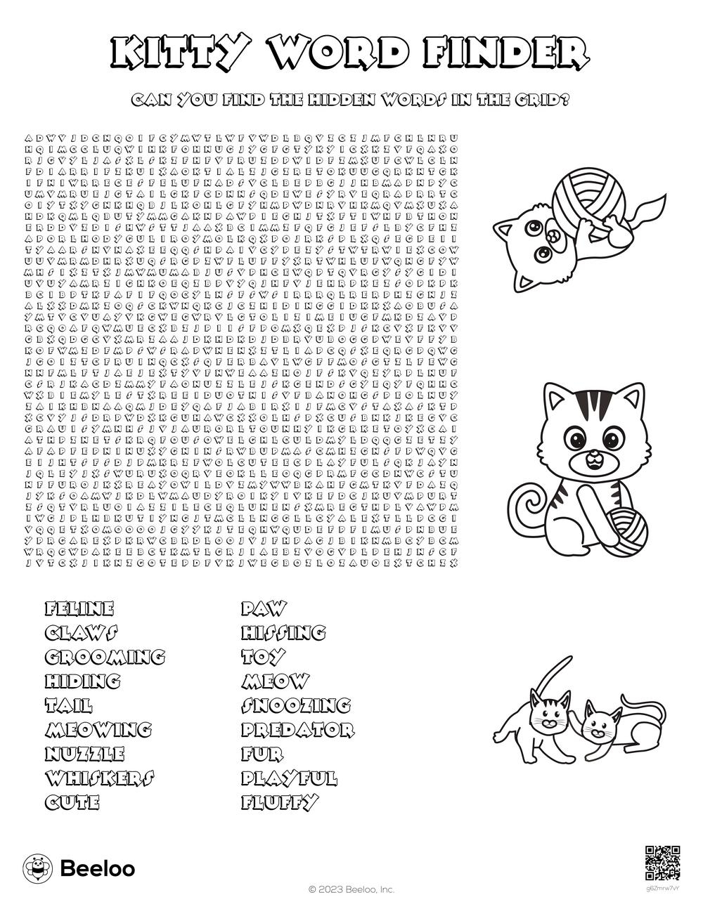 Cat themed Word Searches Beeloo Printable Crafts And Activities For Kids