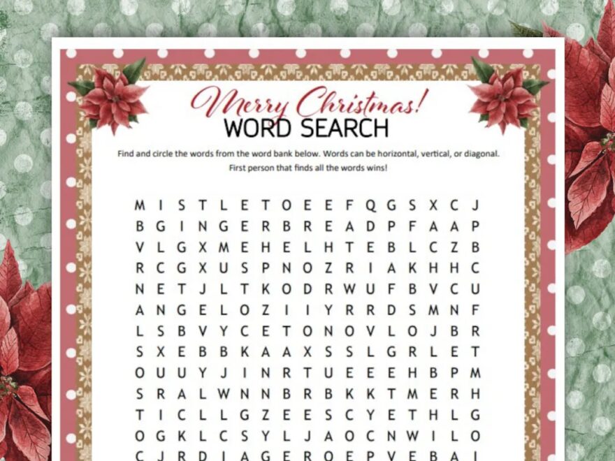 Christmas Word Search Printable Holiday Party Games Christmas Activities For Kids Adults And Seniors Etsy