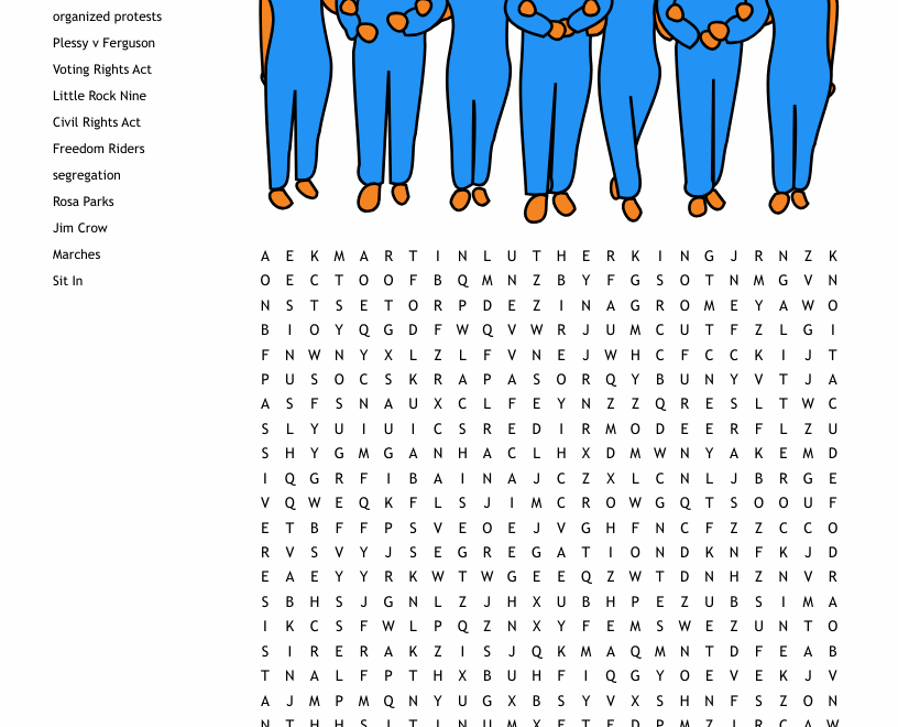 Civil Rights Movement Word Search WordMint