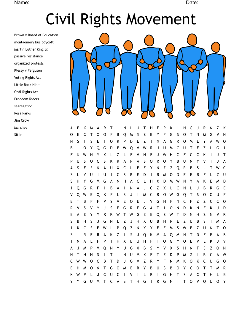 Civil Rights Movement Word Search WordMint