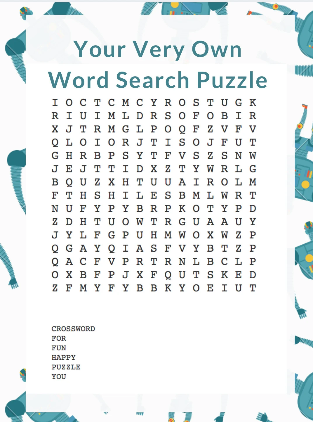 Printable Word Searches Make Your Own