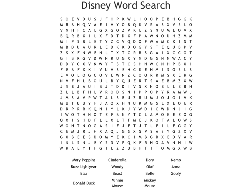 Disney Word Search Best Coloring Pages For Kids
