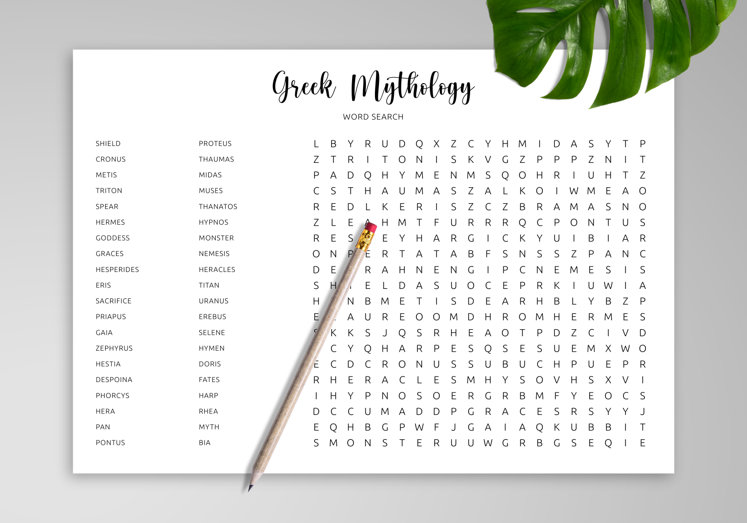 Download Printable Greek Mythology Word Search Template PDF