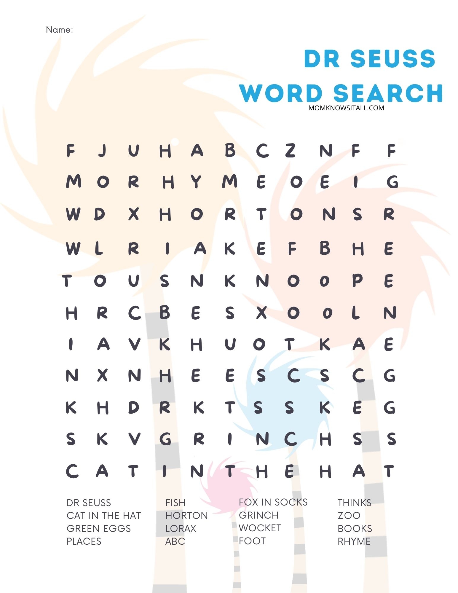 Dr Seuss Inspired Truffula Tree Treats With Free Word Search Printable From Val s Kitchen