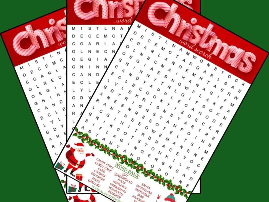 Free Christmas Word Search Printable With Answer Key Included