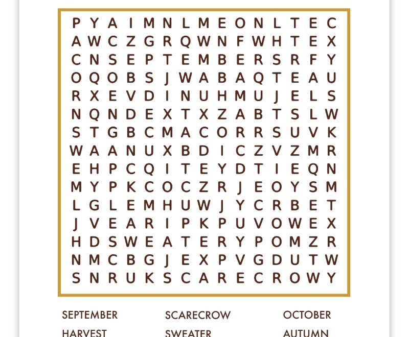 Free Printable Fall Word Search Pjs And Paint