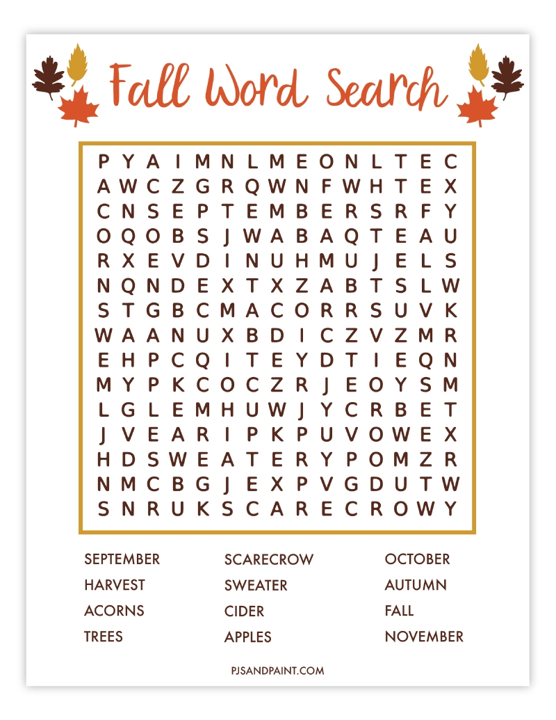 Word Search For Printable