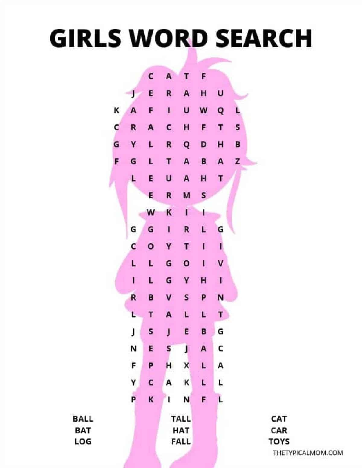 Free Printable Kindergarten Word Search PDF Boy And Girl