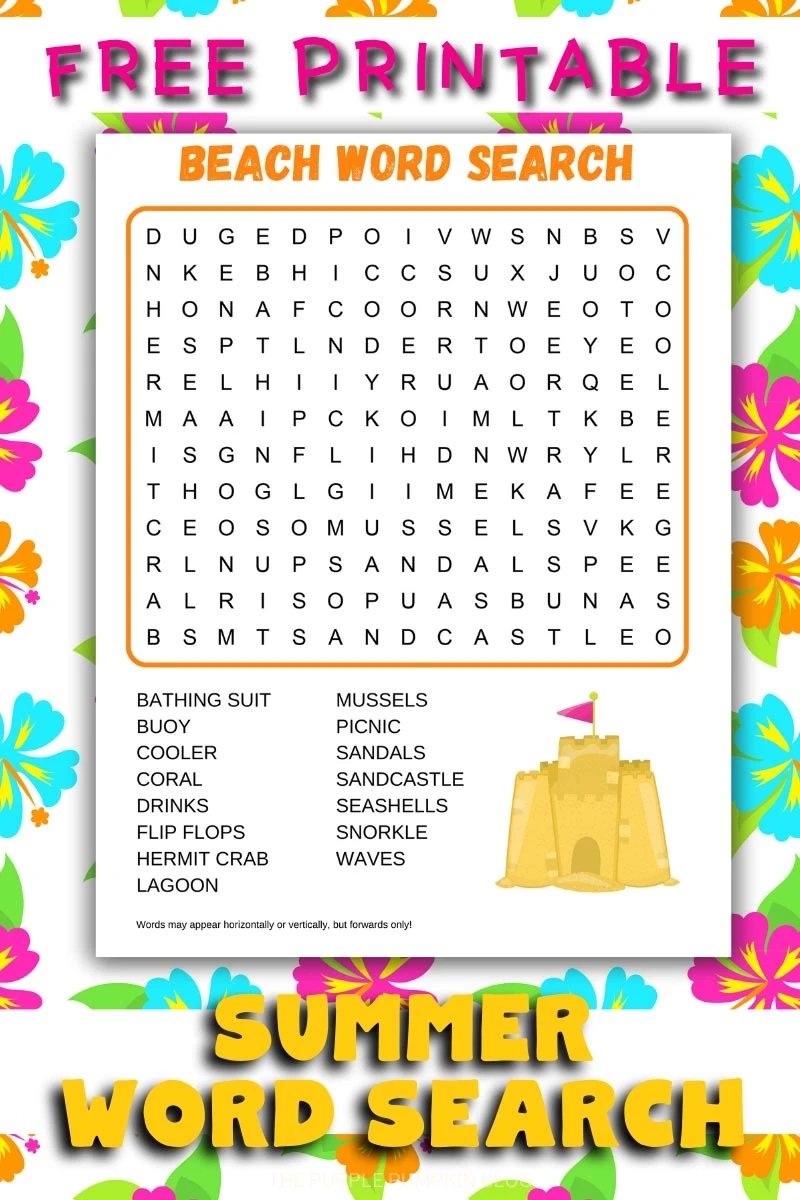 Summer Word Search Printables