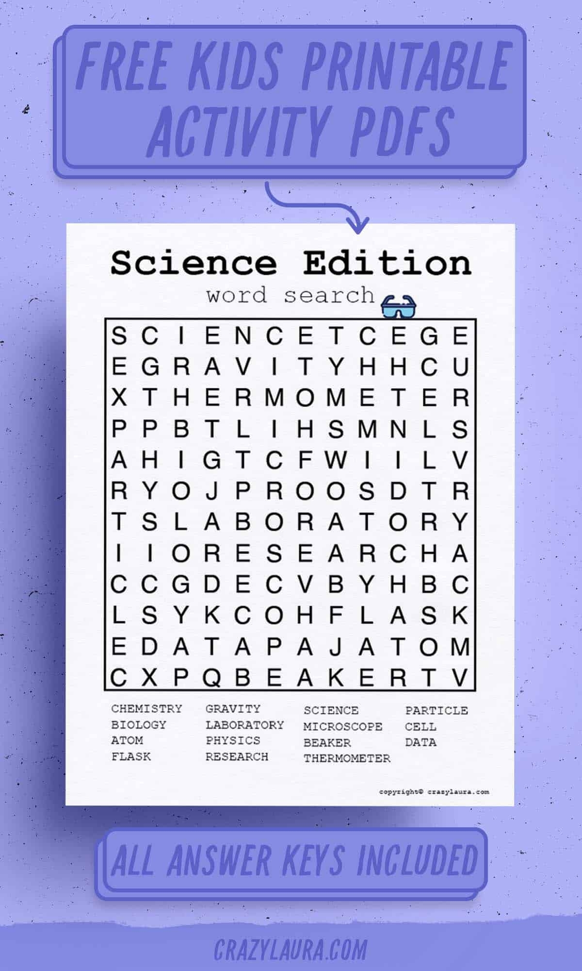 Word Search Science Printable
