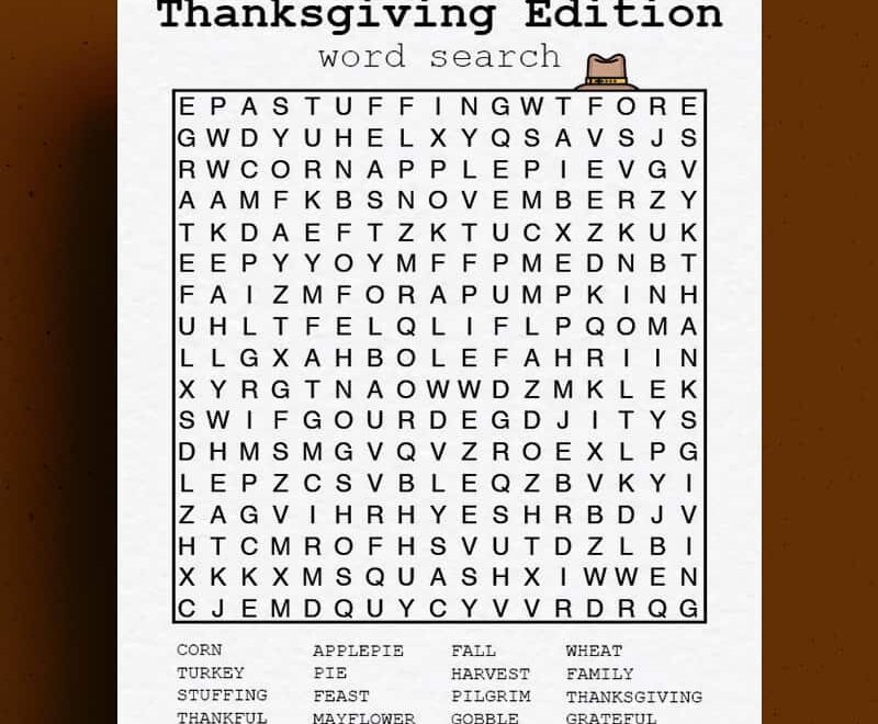 Free Thanksgiving Word Search Printable Game Sheets Crazy Laura
