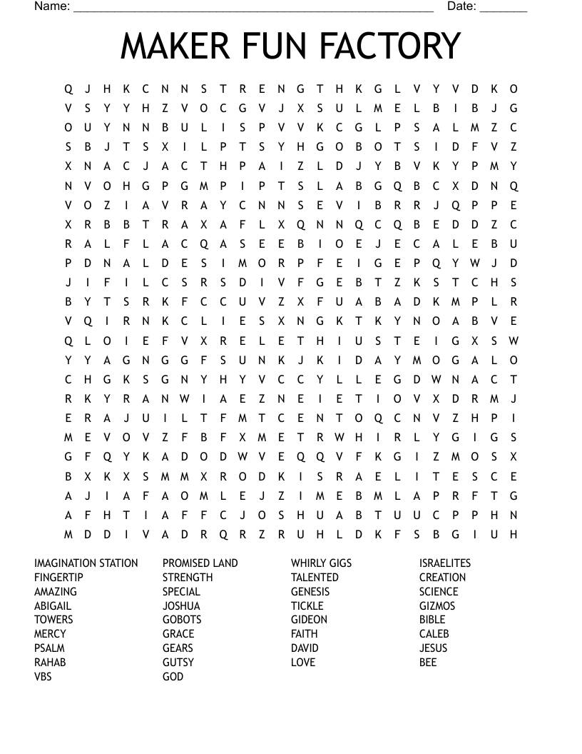 MAKER FUN FACTORY Word Search WordMint