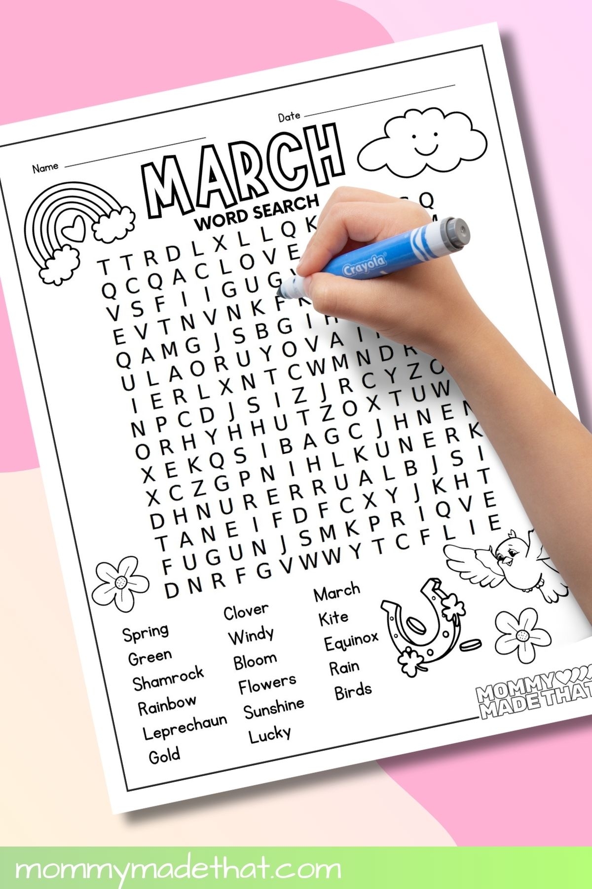 March Word Search Free Printable 