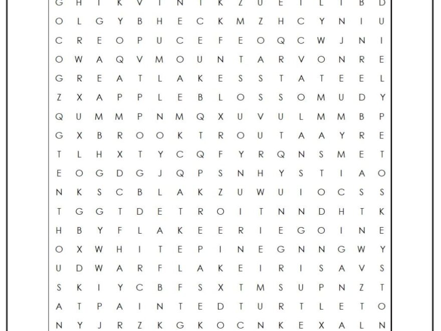 Michigan State Symbols Word Search Monster Word Search