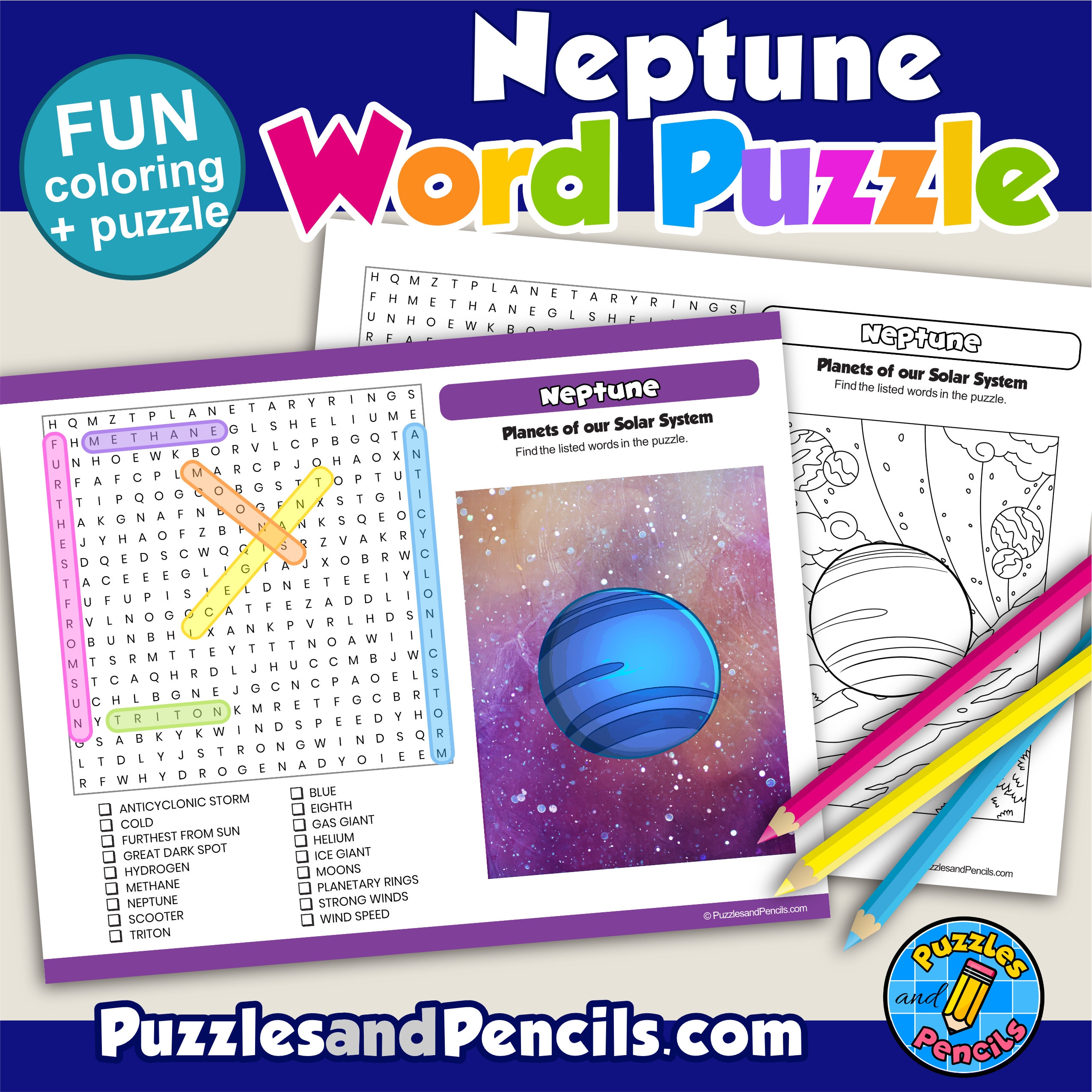 Neptune Word Search Puzzle Activity Page Planets Solar System Wordsearch Made By Teachers