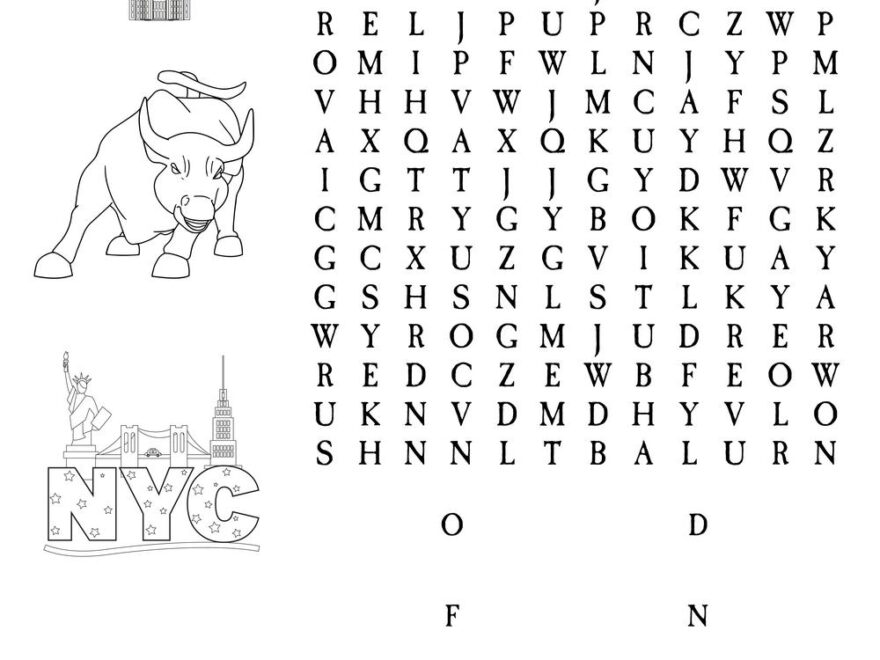 New York City themed Word Searches Beeloo Printable Crafts And Activities For Kids