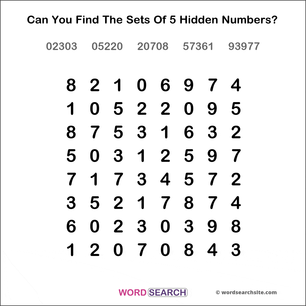 Number Word Searches Archives The Word Search Site
