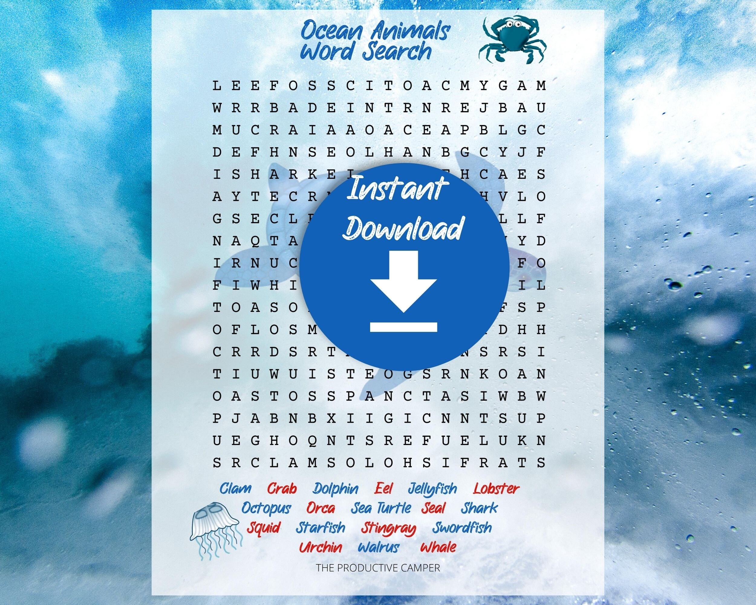 Printable Word Search Marine Mammals