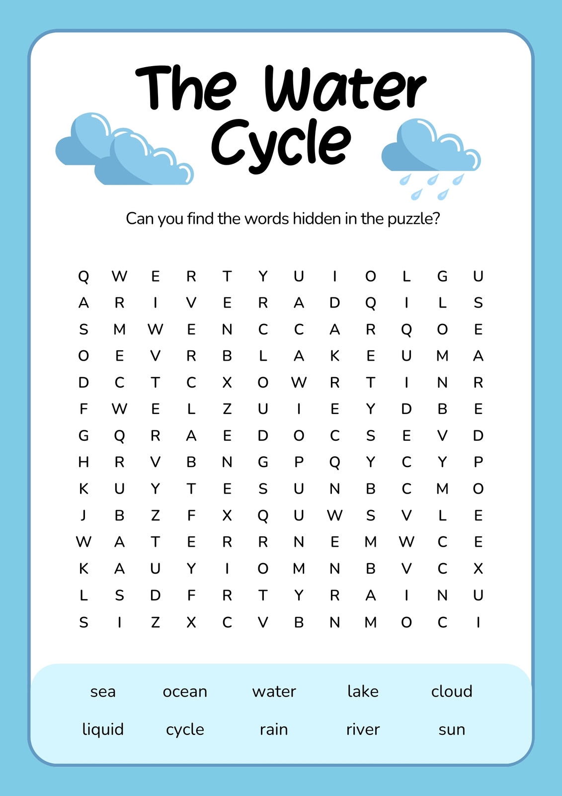 Word Search Template Printable Word Search Template