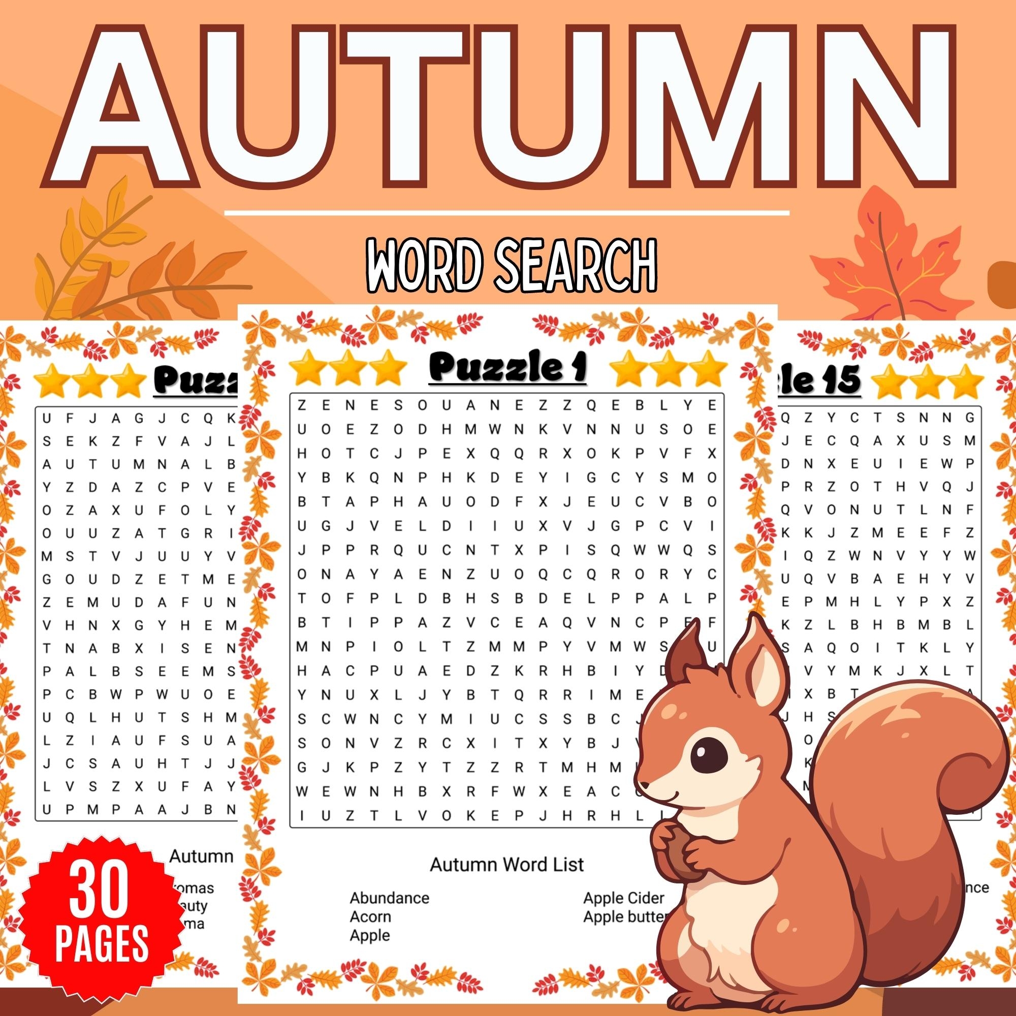 Word Search Fall Printable