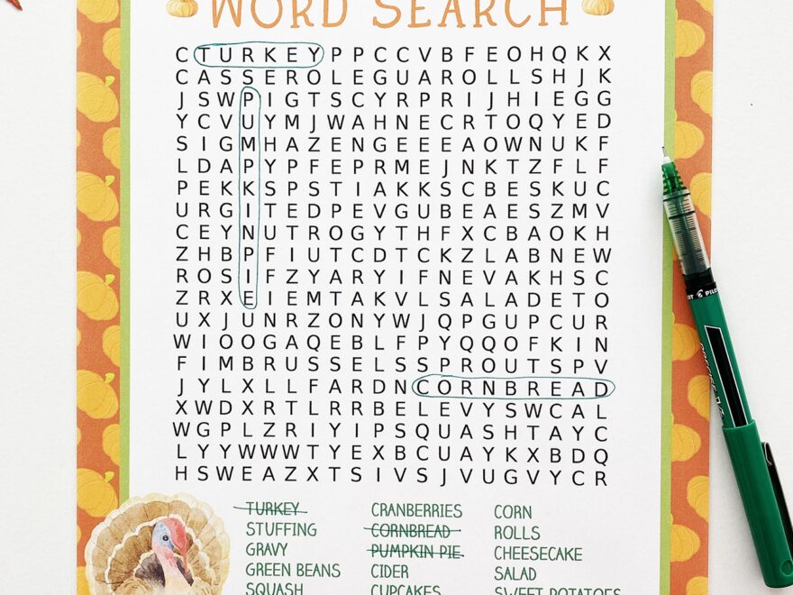 Printable Thanksgiving Word Search Pineapple Paper Co