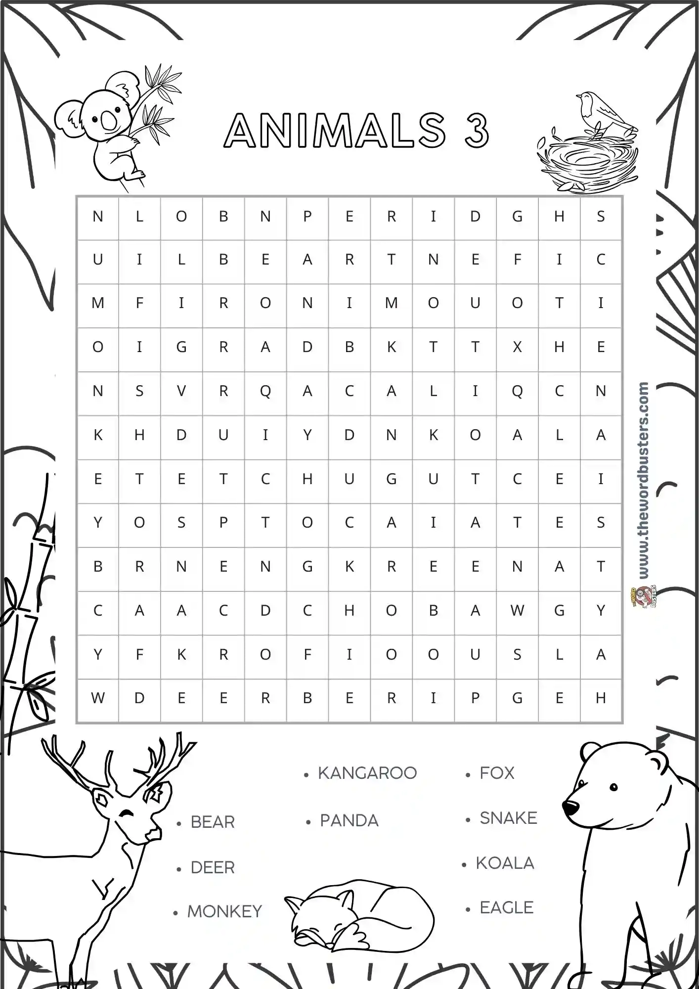  Safari Animal Word Search Free Printable Coloring
