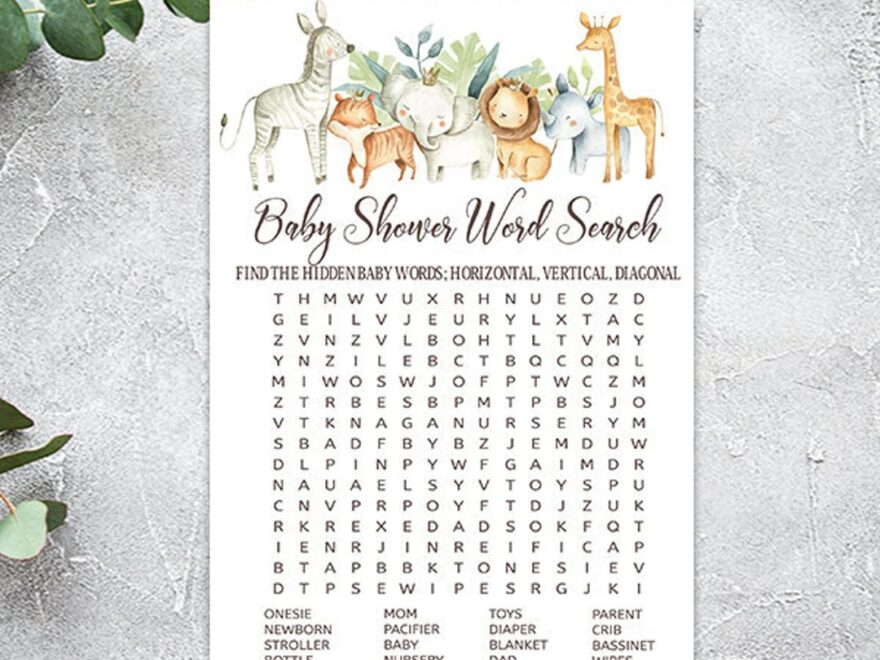 Safari Baby Shower Word Search Game Cute Animals Baby Word Search Printable Zoo Animal Jungle Boy Baby Shower Games Fun Activity Cards G09 Etsy